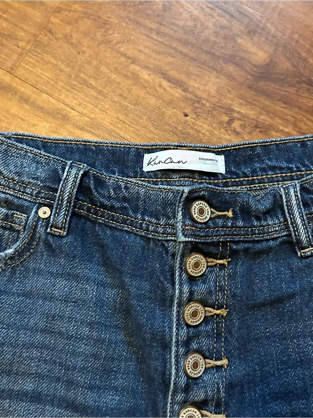 KanCan Distressed Dark Blue Denim Shorts
